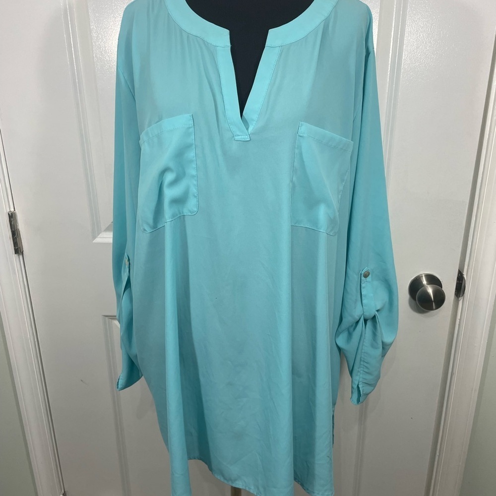Susan Graver Turquoise Tunic Top Size 2X CB-80